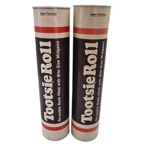 Vtg Tootsie Roll‎ Reusable Cardboard Coin Banks Midgees Container Set of 2